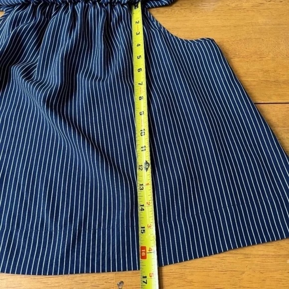 Madewell Navy Blue Silk Satin Balcony Off the Shoulder Top Blouse Ruffle, Size S - Picture 9 of 11